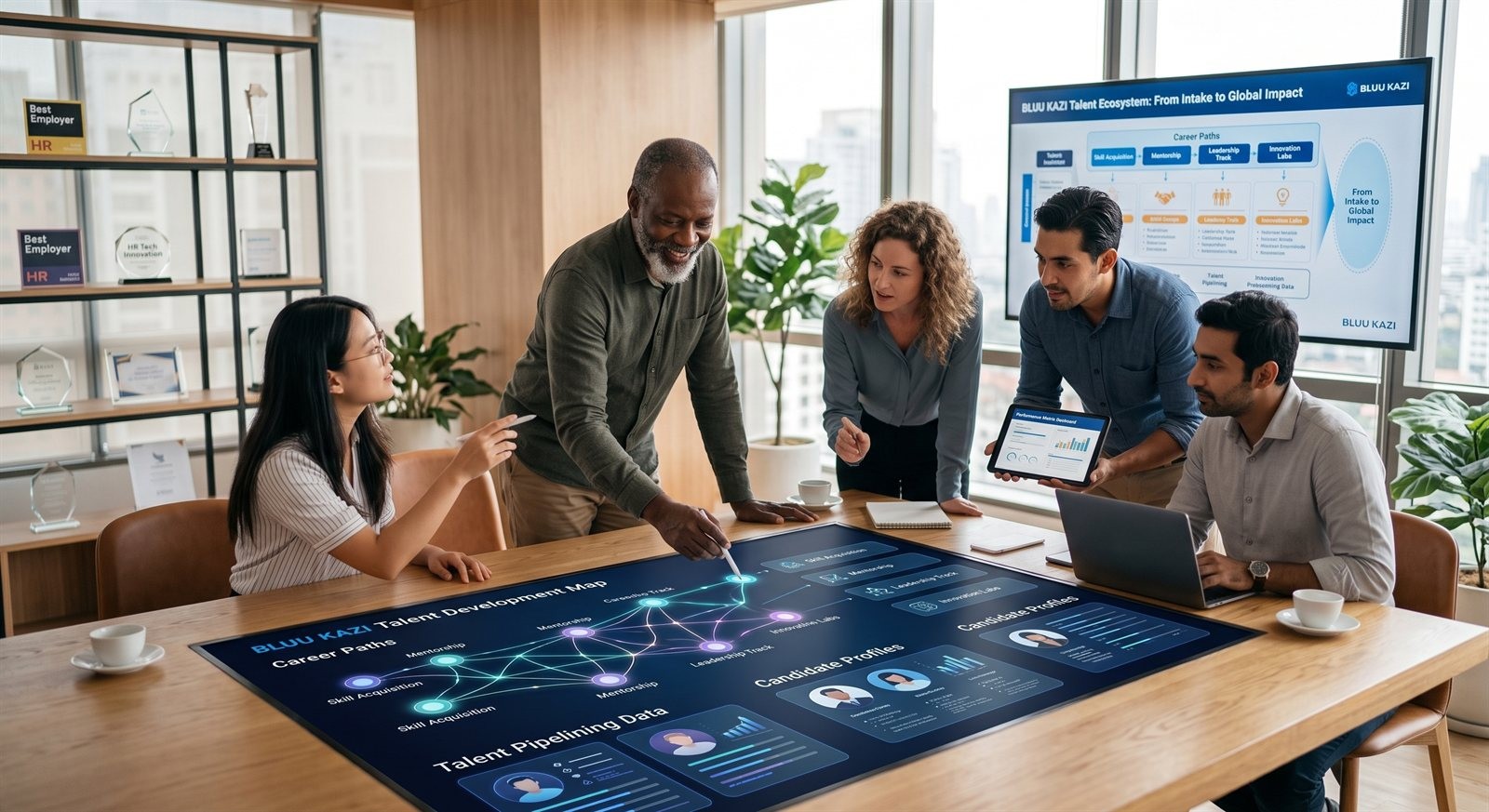 Employer using a hiring dashboard